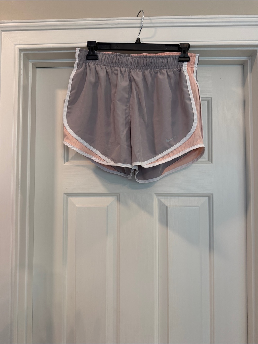 Nike Women's Gray and Pink Running Shorts